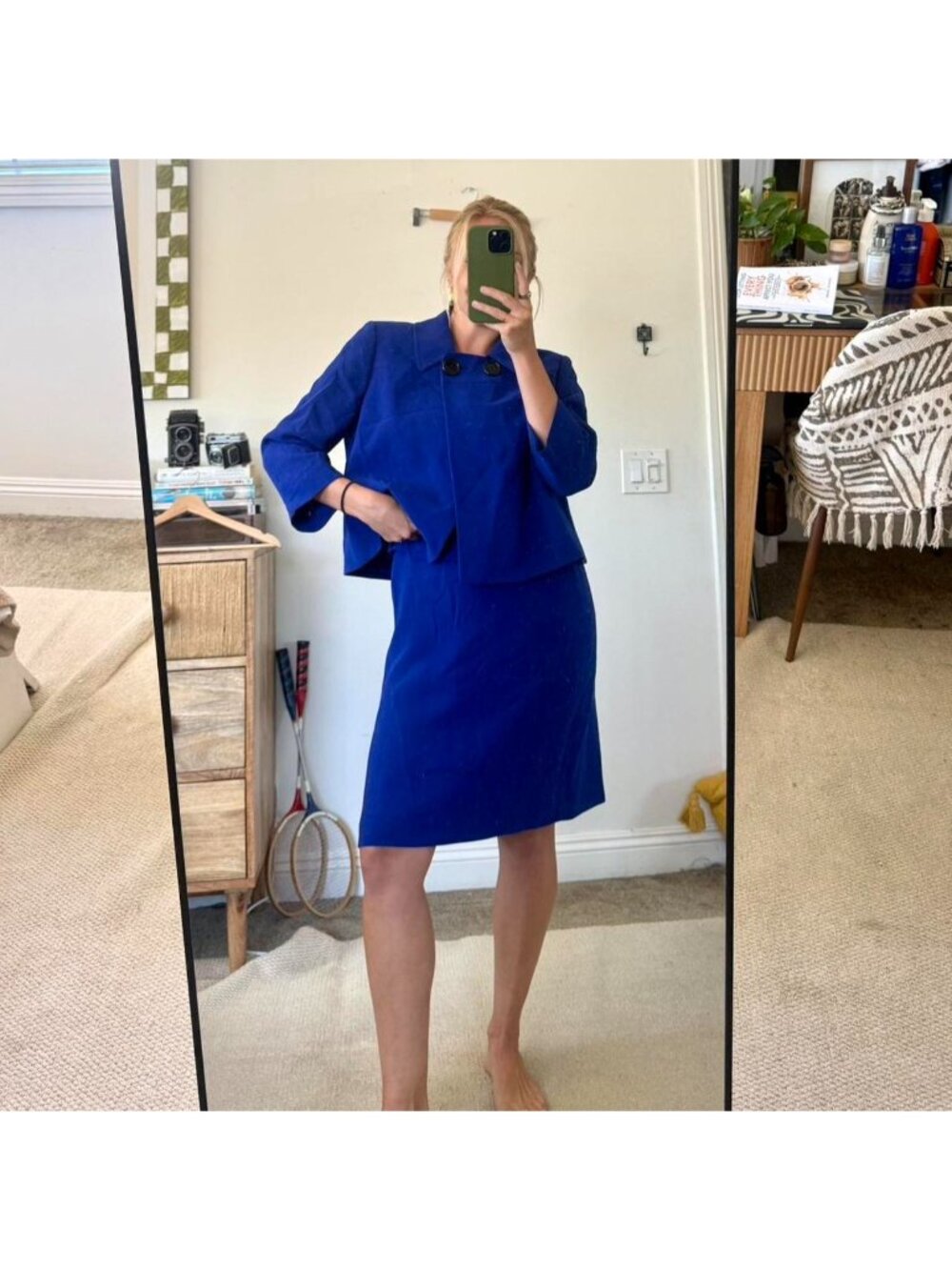 Tahari Cobalt Blue Pencil Skirt with Matching Jacket